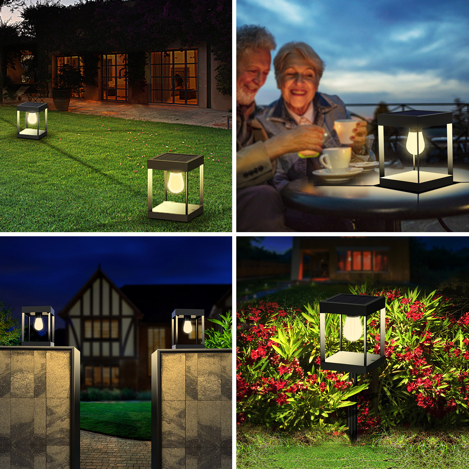 intelamp Waterproof Decorative Garden Solar Pillar Light Bulb Outdoor Solar Gate Post Lights