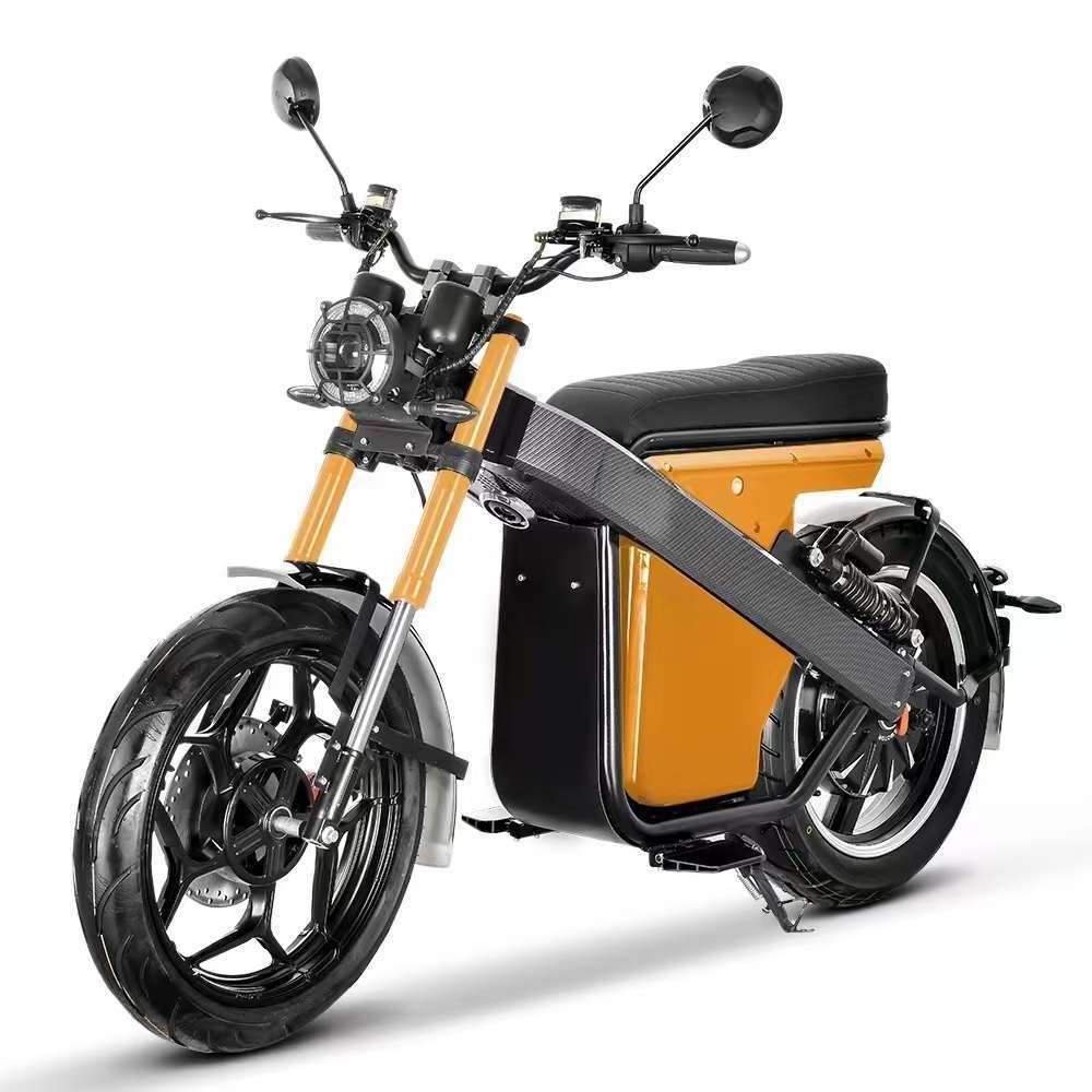 Electric Motorcycle Scooter on Road New Electric Bike Motorcycle Retro Motorcycle