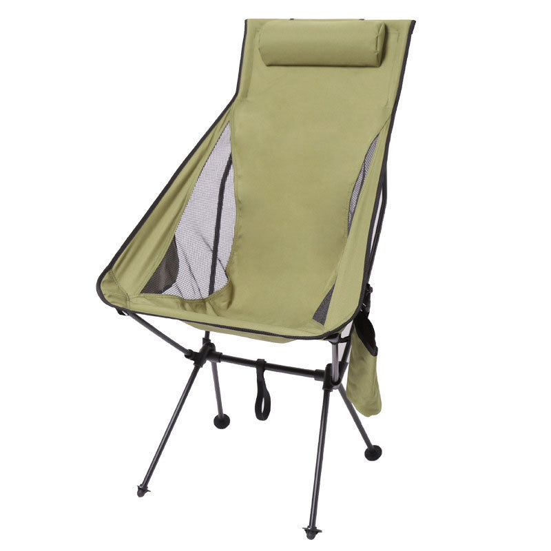 Outdoor ultra-light aluminum alloy folding chair portable heightened space back chair fishing leisure breathable moon chair