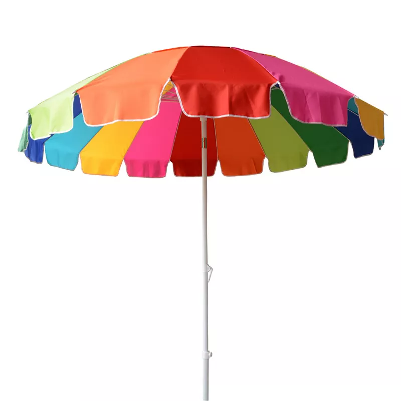 outdoor portable patio parasol 16ribs durable windproof rainbow customized beach umbrella for sun