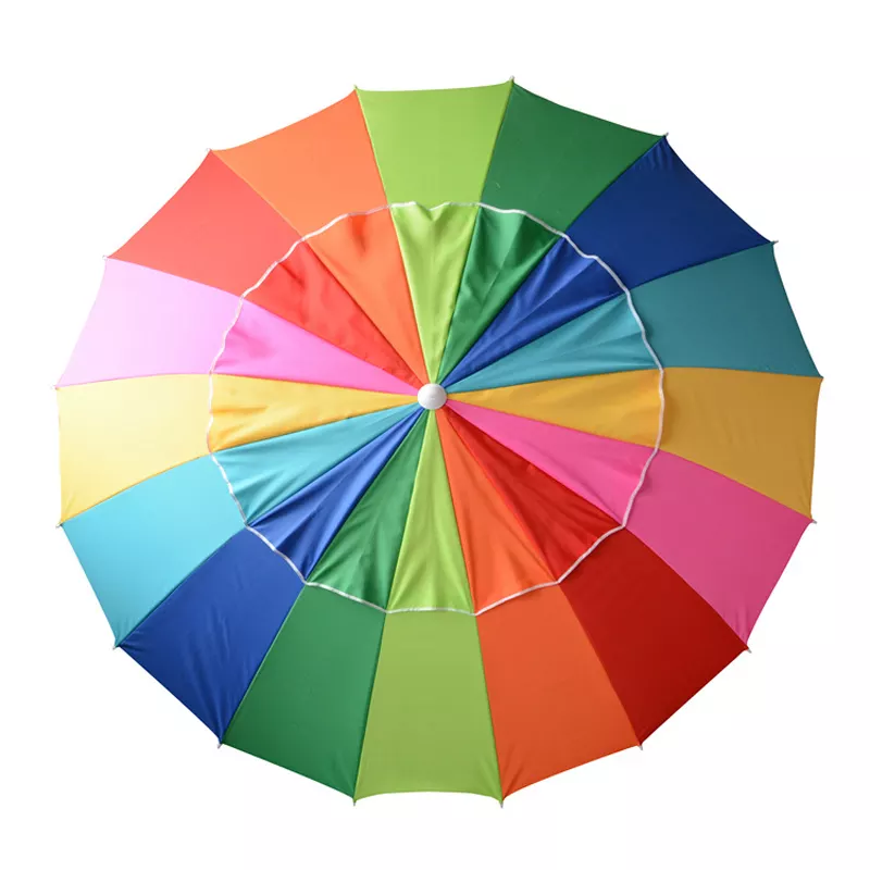 outdoor portable patio parasol 16ribs durable windproof rainbow customized beach umbrella for sun