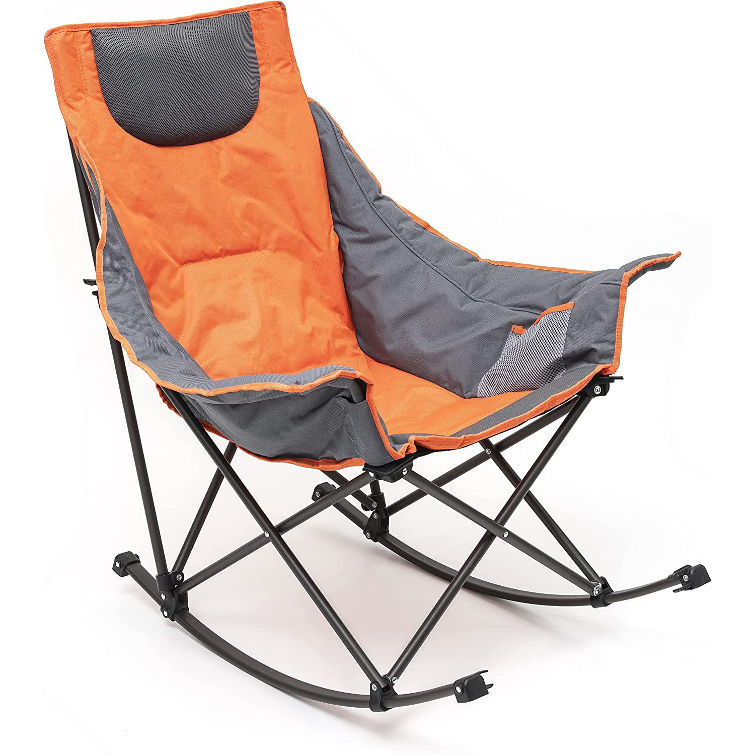 Oversized Quad Folding Camping Rocking Chair Outdoor Camping Rocking Chair for Lawn/Outdoor/Picnic/Patio