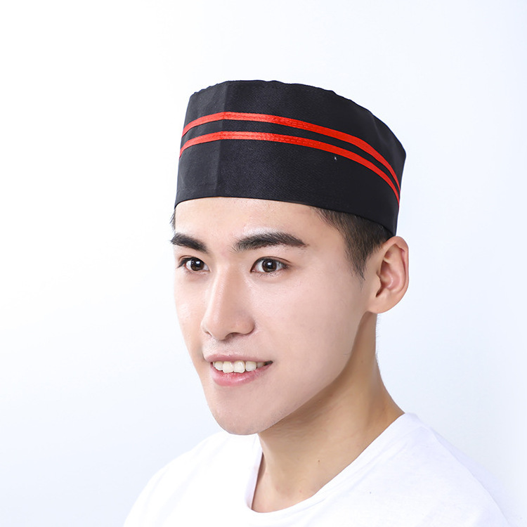 Reusable Worker Custom Restaurant hats High quality Disposable paper Cooking Hair Kitchen Chef forage Hats With Red Line