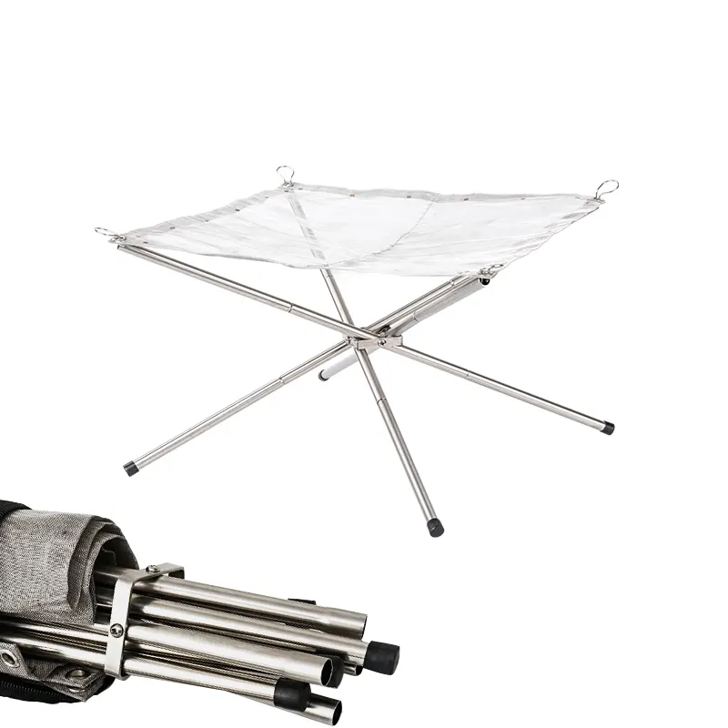 Portable Wood Burning Stand Stainless Steel Folding Camping Fire Pit For Outdoor