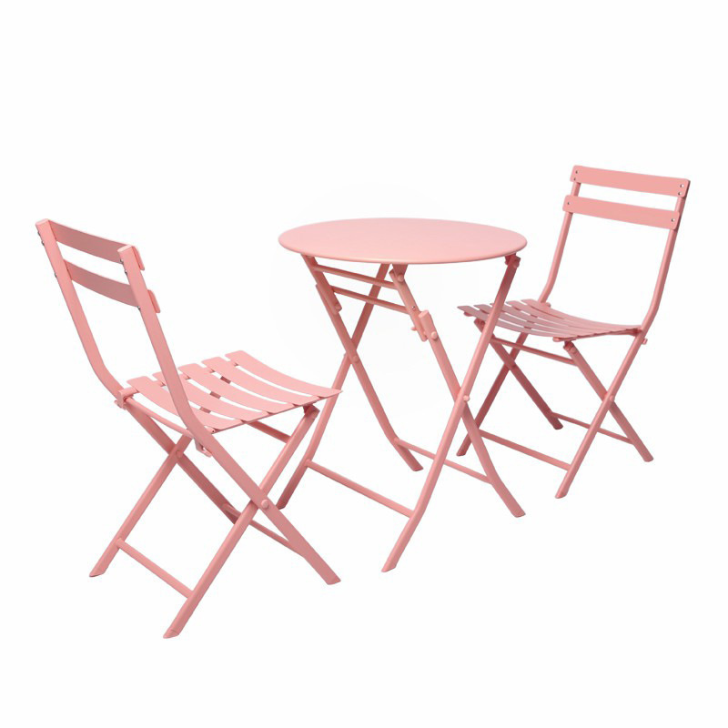 French White Beautiful Exquisite Patio Garden Furniture with 2 chairs and Outdoor leisure Folding Table And Chair Set