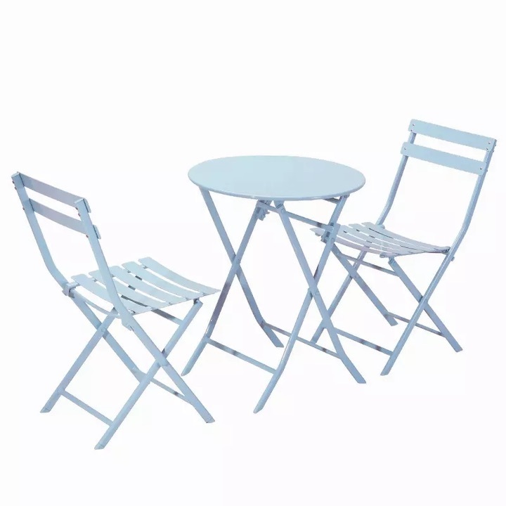 French White Beautiful Exquisite Patio Garden Furniture with 2 chairs and Outdoor leisure Folding Table And Chair Set