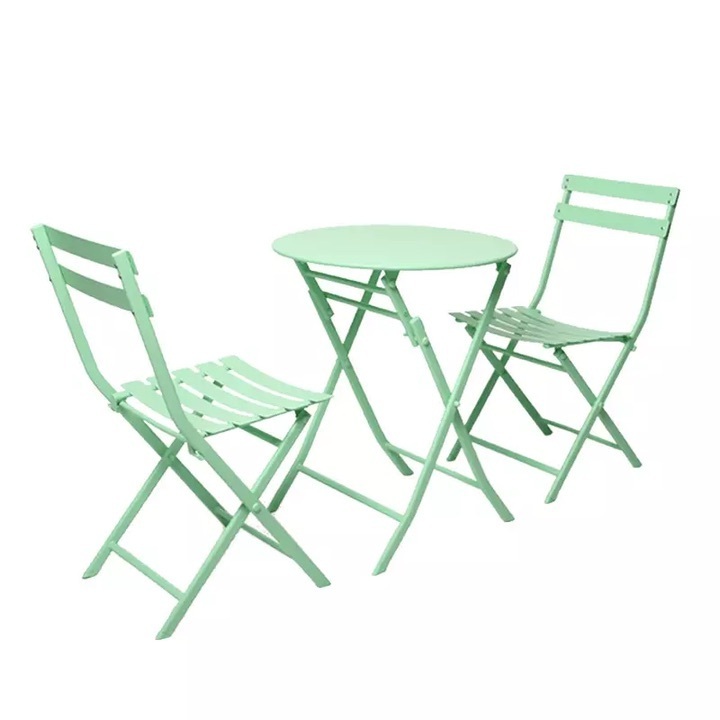 French White Beautiful Exquisite Patio Garden Furniture with 2 chairs and Outdoor leisure Folding Table And Chair Set