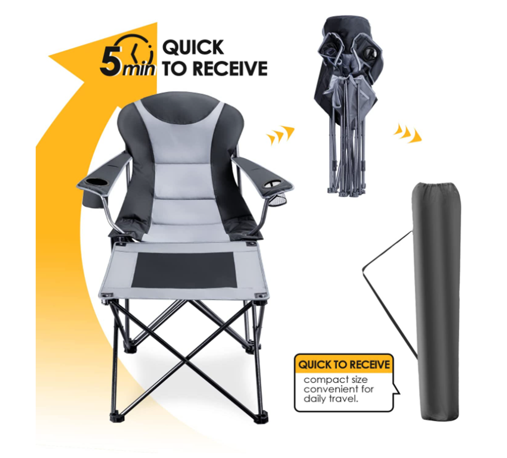 Easy to Carry Outdoor Chair for Beach Folding Camping Chair Mesh Chair with Removable Footrest Reclining Lounger