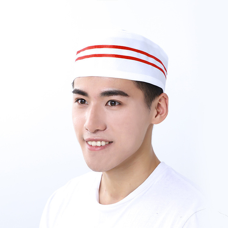 Reusable Worker Custom Restaurant hats High quality Disposable paper Cooking Hair Kitchen Chef forage Hats With Red Line