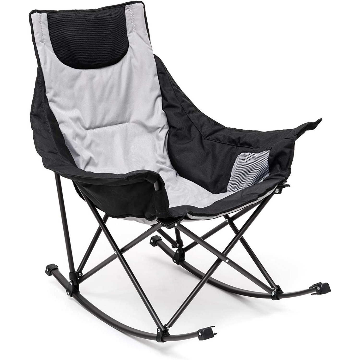 Oversized Quad Folding Camping Rocking Chair Outdoor Camping Rocking Chair for Lawn/Outdoor/Picnic/Patio