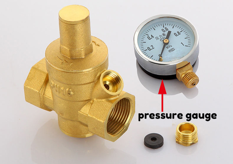 rv water brass pressure regulator valve 5hp19 3 with pressure gauge thread connected