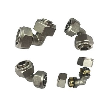 two pieces fully plated 1/4 3/8 1/2 inch compression tube elbow type push fit union pipe fittings