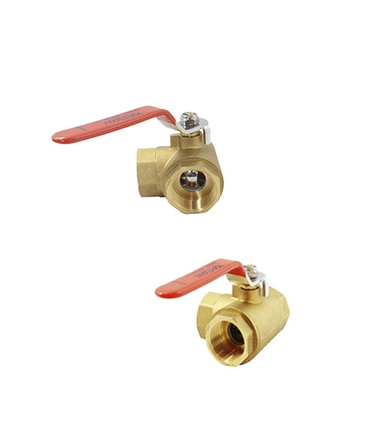 t shape 3 way 1/4 npt brass ball valve for oil and gas