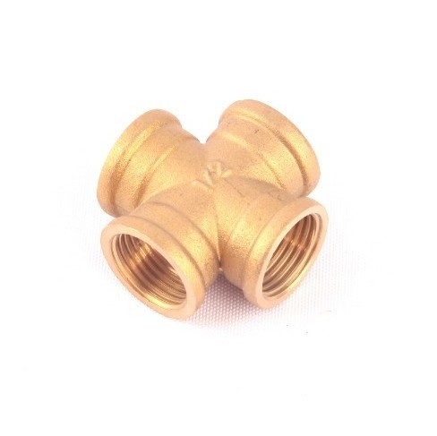 1/2 Inch Female Thread Copper Cross Fitting Home Garden Hose Splitter Brass 4 Way Connector