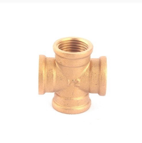 1/2 Inch Female Thread Copper Cross Fitting Home Garden Hose Splitter Brass 4 Way Connector