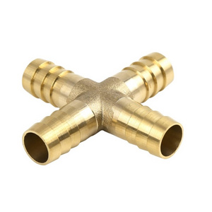 brass barbed 4 way cross fitting