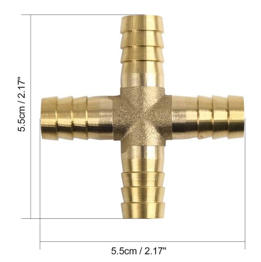 brass barbed 4 way cross fitting