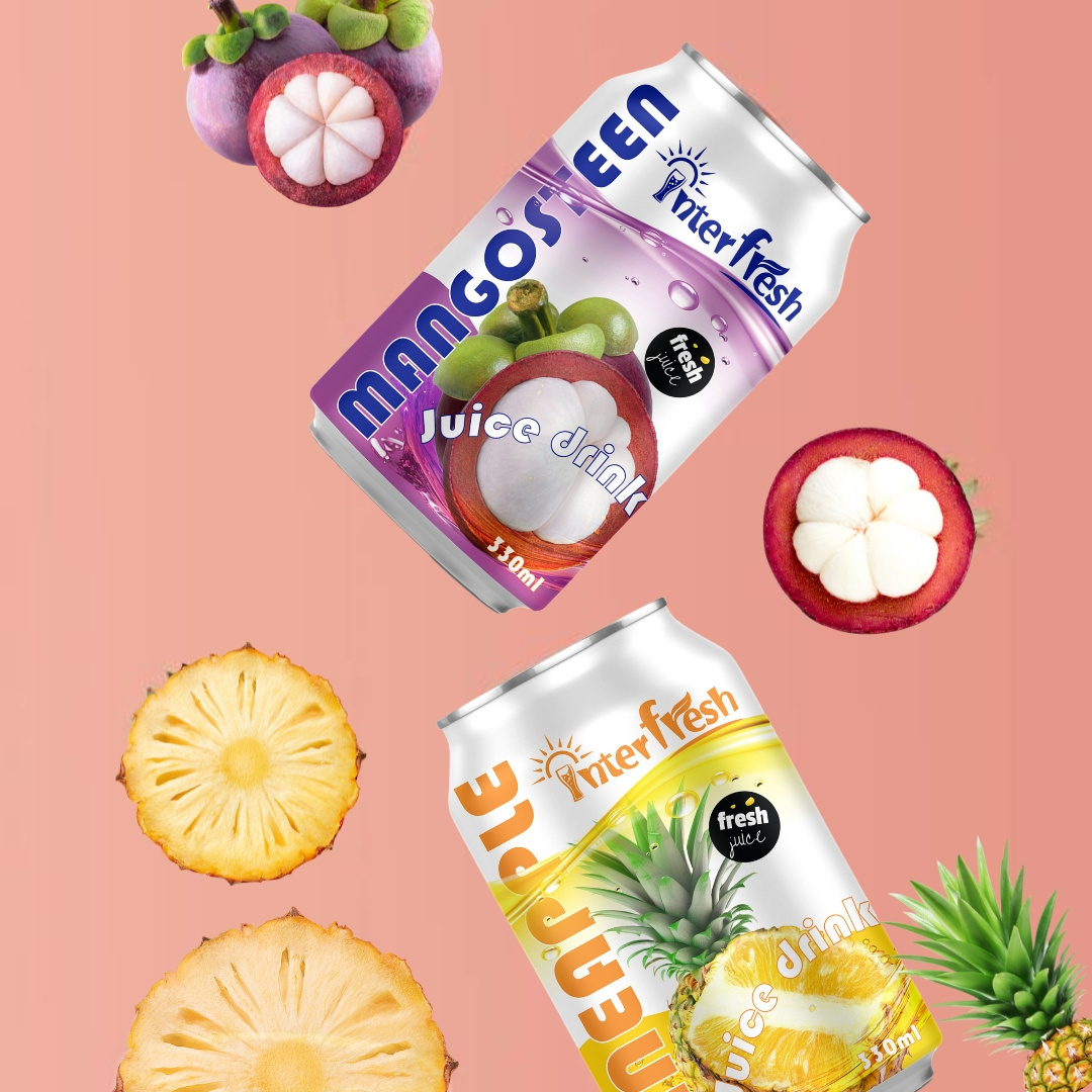 Best Selling Tropical Fruit Juice 330ml 30% Pulp Free Mangosteen  Juice Drink Primary Ingredients for Export OEM Manufacture