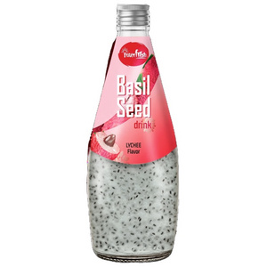 Interfresh Beverage Manufacturer Basil Seed Drinks Glass Bottle 290 ml HALAL ISO GMP HACCP Exporter from Vietnam