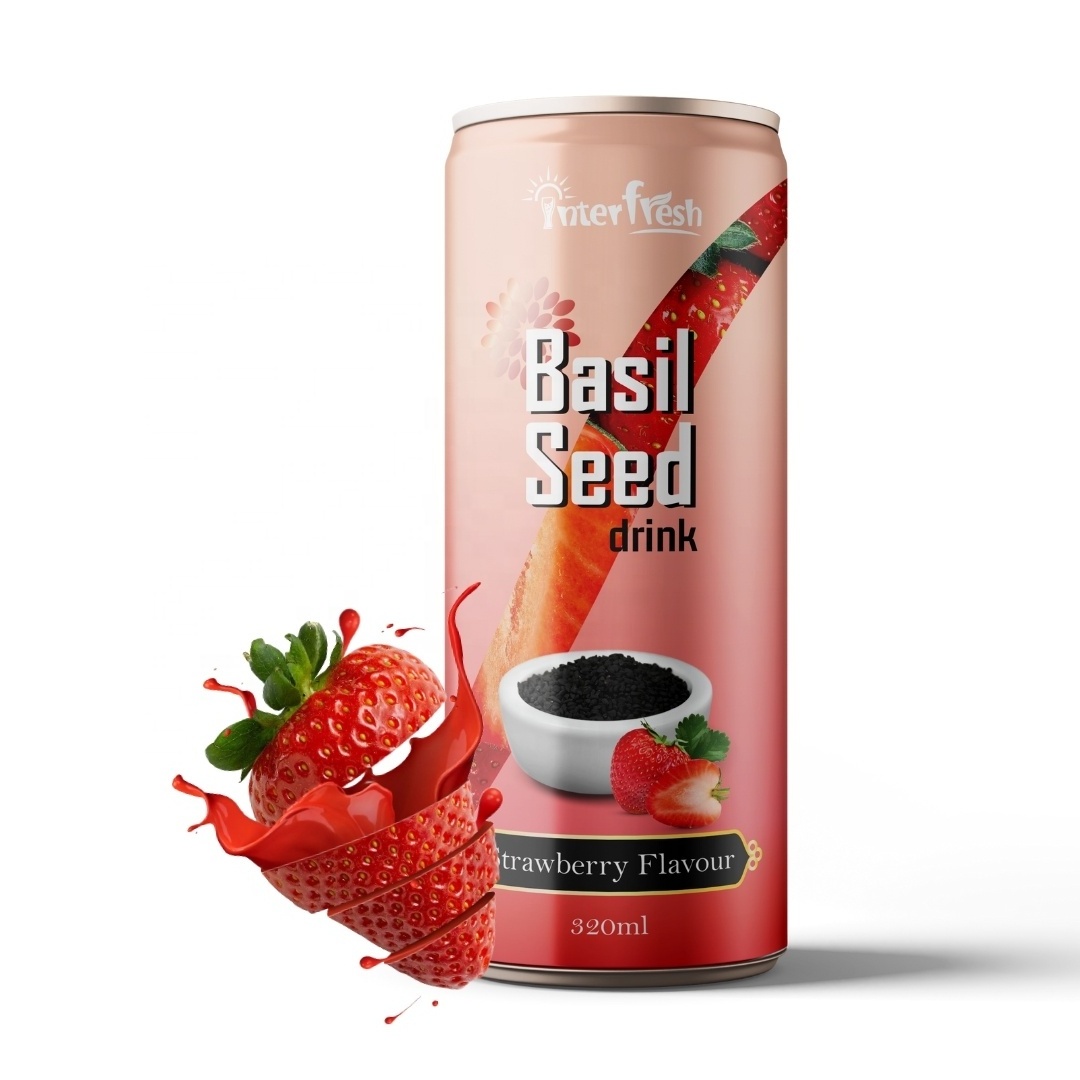 290ml glass bottle 330ml canned Basil Seed Drink With Gauva Fruit Juice Flavore (Low Calories) From Interfresh Vietnam