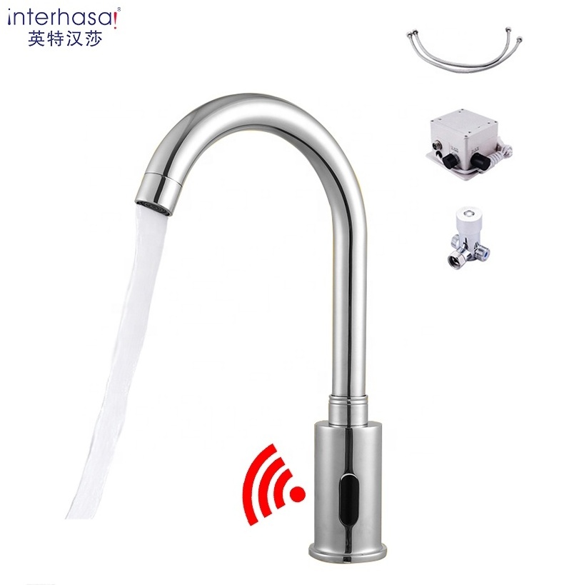 Interhasa! Chrome automatic sensor faucet touchless brass smart quick induction kitchen bathroom hotel faucet