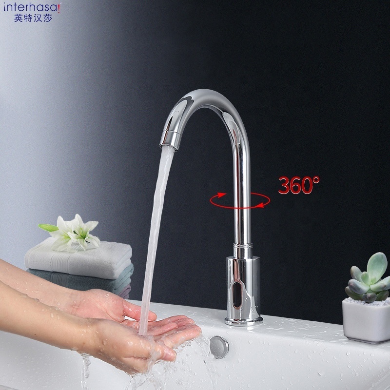 Interhasa! Chrome automatic sensor faucet touchless brass smart quick induction kitchen bathroom hotel faucet