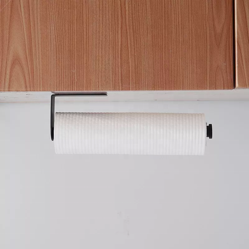 Adhesive Black roll paper towel holders Kitchen Under Cabinet wall mounted 304 Stainless Steel toilet paper holder