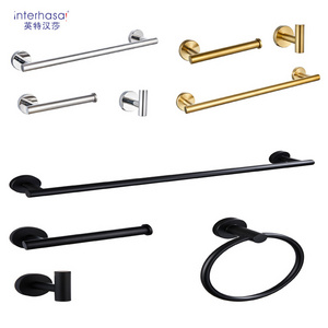 2022 America modern Towel Rack 4 pieces Chrome bath hardware set black stainless steel Bathroom Accessories luxury Set