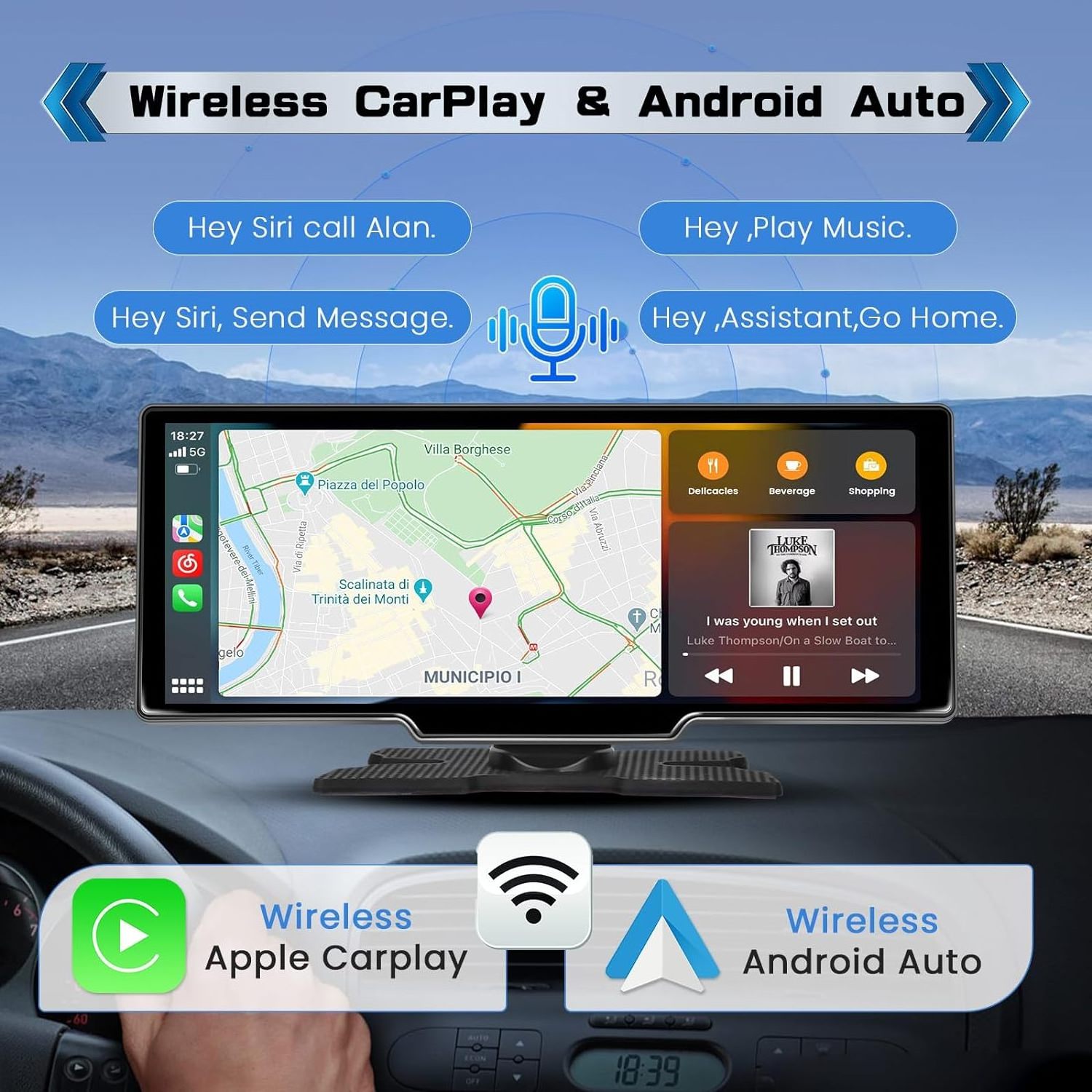 10.26inch Car DVR For Android 13 4+64G Carplay Android Auto driving recorder WIFI GPS Dashboard front and rear Dash Cam