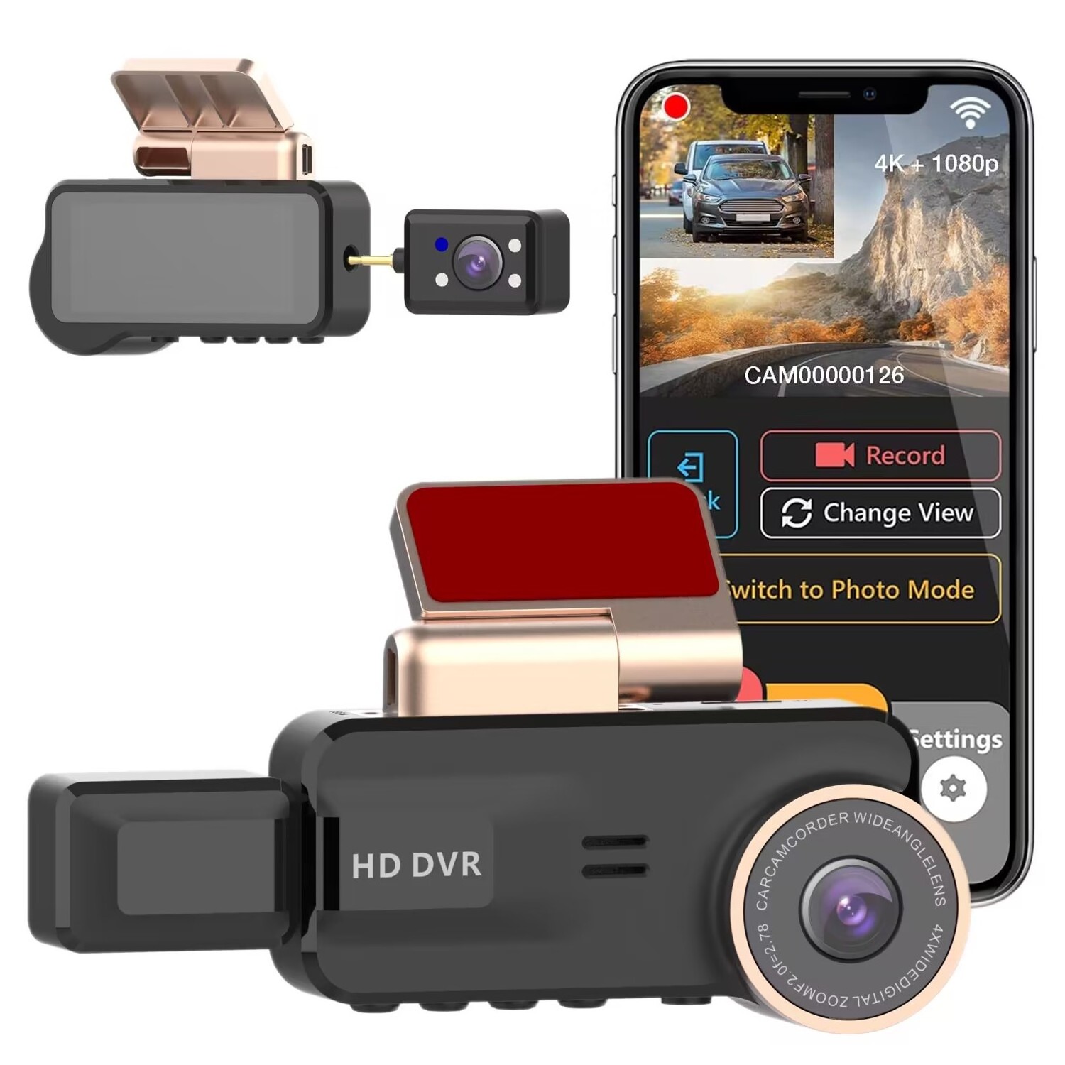 Auto electronic Camera Recorder 1080P Dual Dash Camera Real Time Location Lens View Driving Recorder 3.16