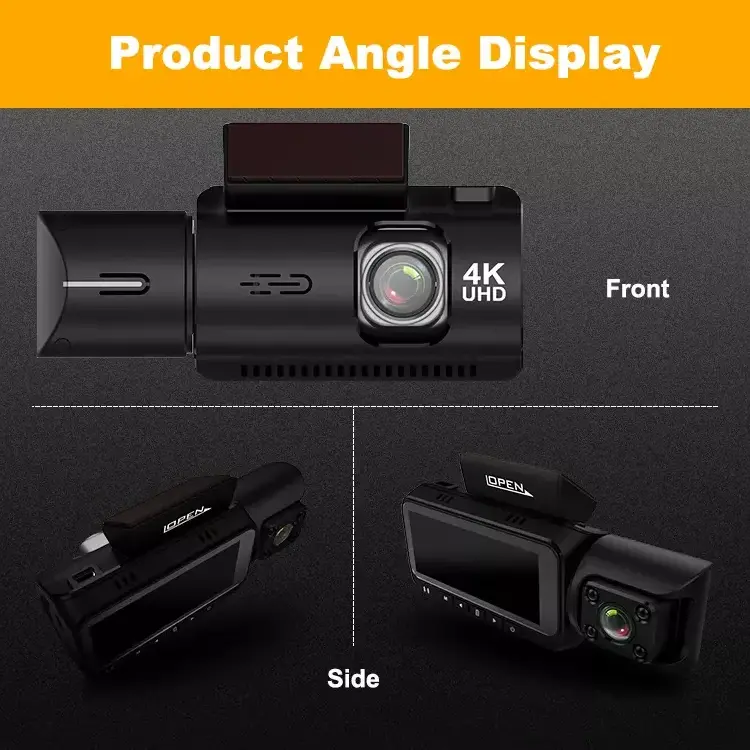 Mini HD car dvr 3 camera dash camera sony lens with Wifi GPS 3840P+1080p+1080p car black box front and rear dash cam 4K