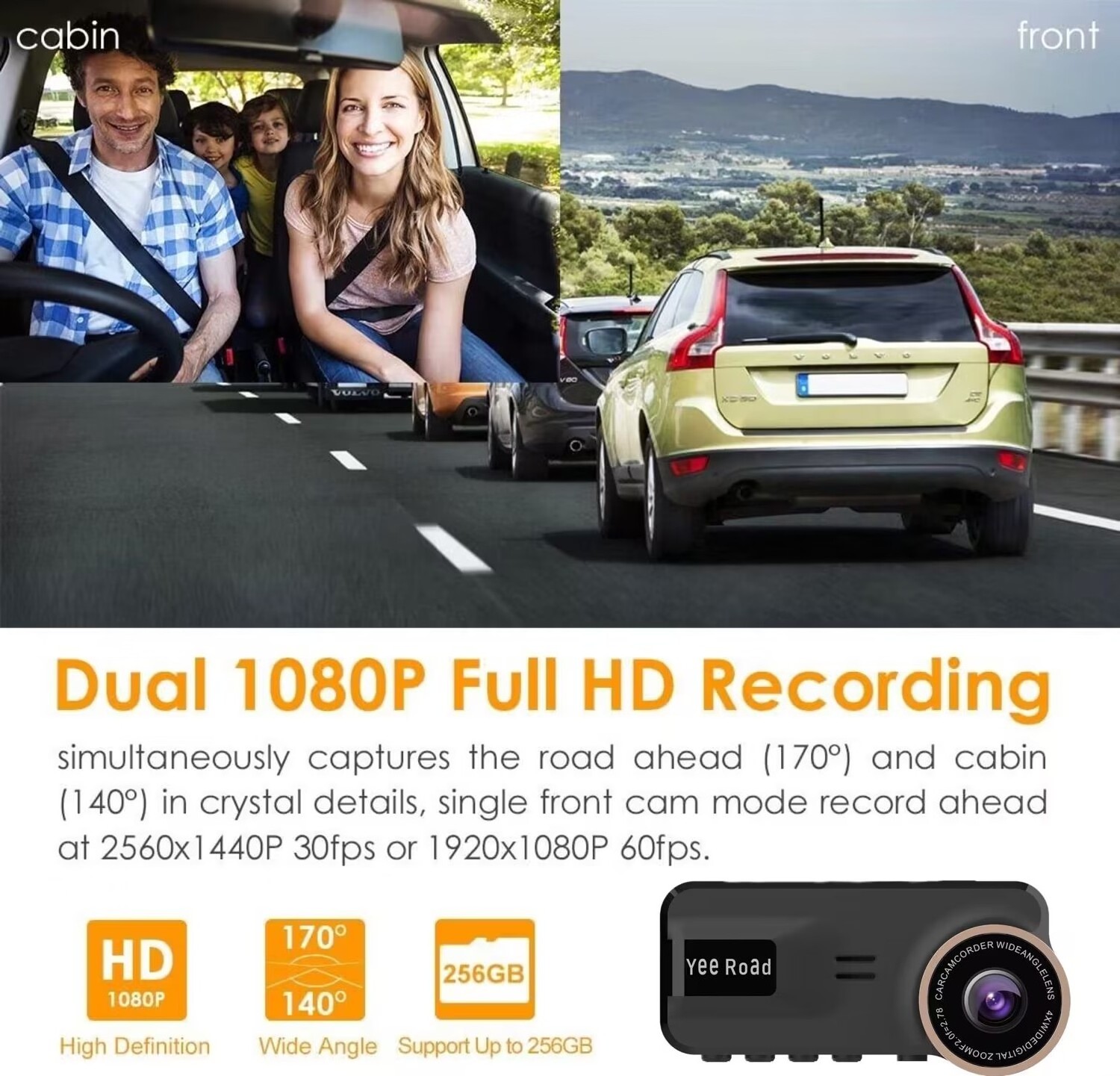 Auto electronic Camera Recorder 1080P Dual Dash Camera Real Time Location Lens View Driving Recorder 3.16