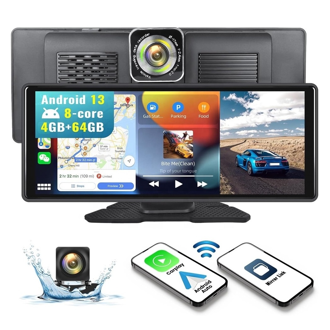 10.26inch Car DVR For Android 13 4+64G Carplay Android Auto driving recorder WIFI GPS Dashboard front and rear Dash Cam