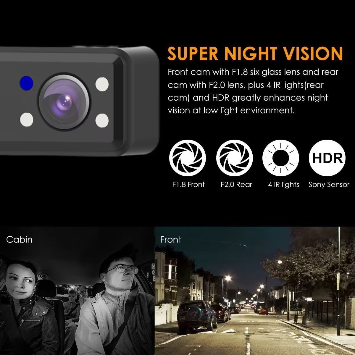 Auto electronic Camera Recorder 1080P Dual Dash Camera Real Time Location Lens View Driving Recorder 3.16