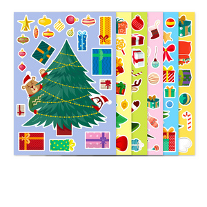 Christmas Tree Sticker Mixed Style Designs Wholesale Printing Adhesive Custom PVC Label for Party Gift Children DIY Game