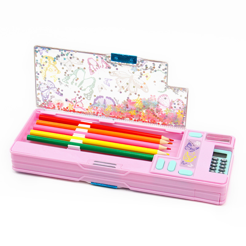 Interwell Large-capacity pencil case with handle creative and multifunctional double-layer pencil case pupil pencil case