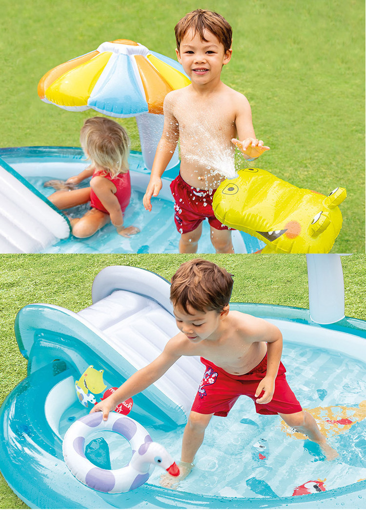 INTEX 57165 Gator Play Center Inflatable kids pool Garden Play Pool Children's slide swimming pool