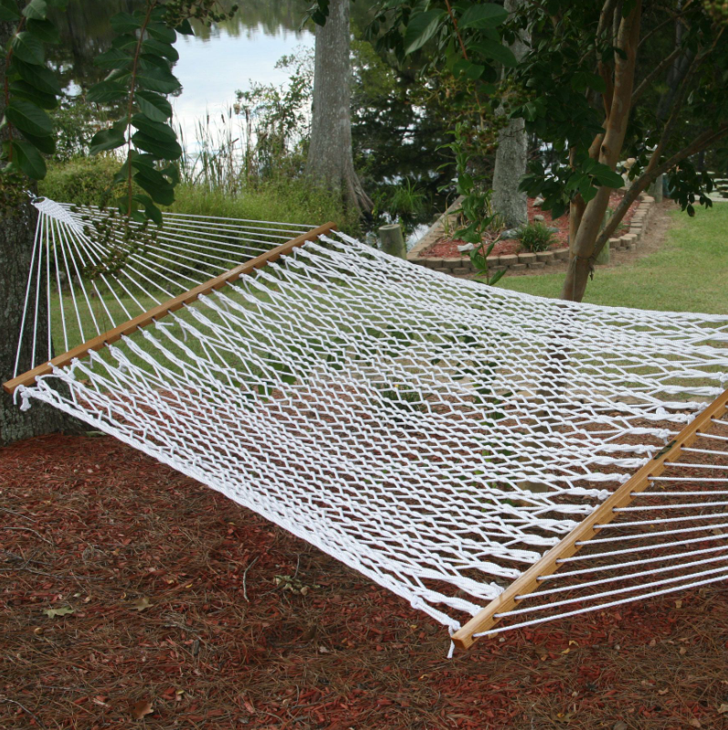 Two person hammock, Traditional Cotton Rope/ Nylon rope Hammock with Chains and Hooks for Outdoor Patio Yard