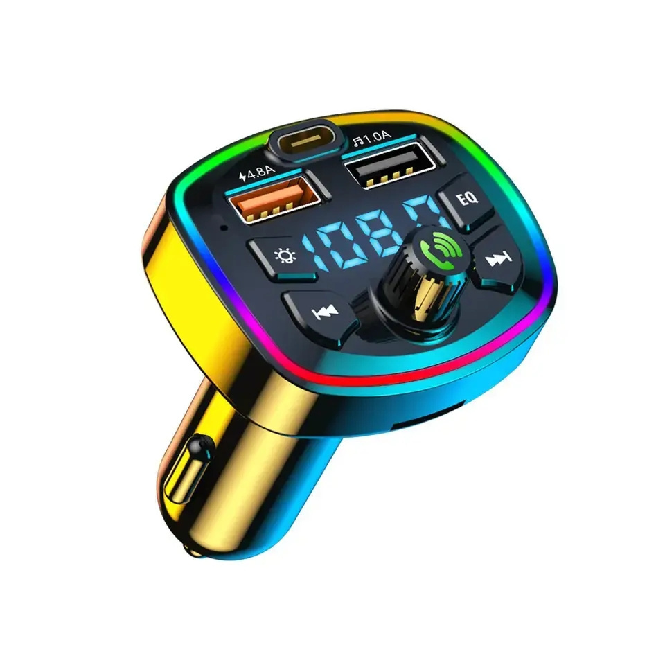 Car Wireless FM Transmitter Handsfree Call Audio Receiver Auto TF U Disk MP3 Player USB Fast Charger 5.0  FM-modulator