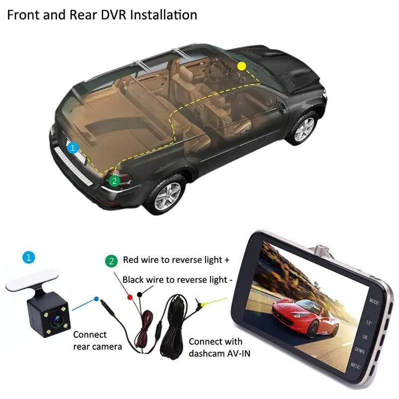 hot sale Car dvr 4 inch drive recorder 1080p full hd vehicle blackbox dvr user manual car camcorder dashcam  dash dual camera