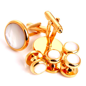 High Quality Luxurious Cuff Links Gifts Shirt Gold Cufflinks with Studs