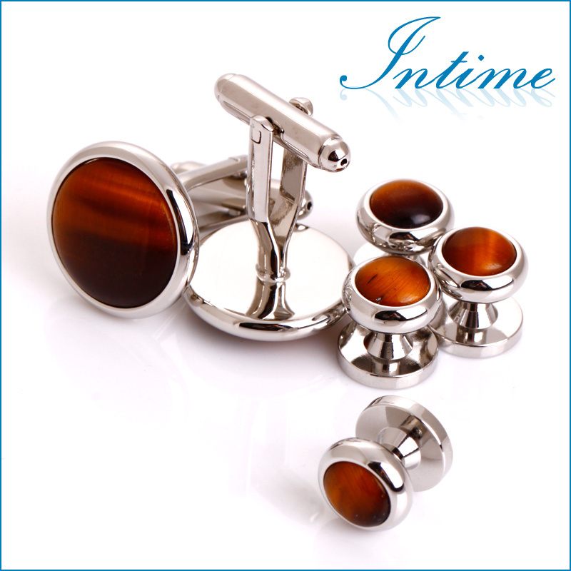 High Quality Luxurious Cuff Links Gifts Shirt Gold Cufflinks with Studs