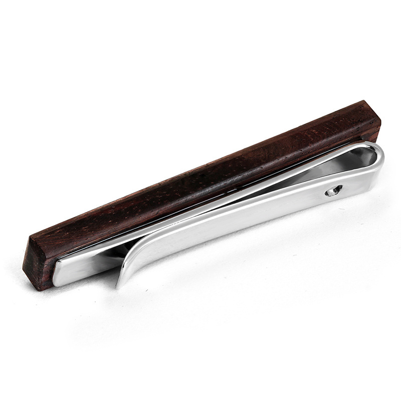 High Quality Dark Wood Color Tie Bars Wooden Tie Clip