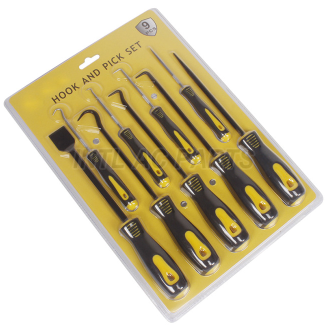 INTL-XG155 Auto A/C AC 9pcs Hook Pick Set Short Long Picks Gasket O-Ring Seal Remover Craft Tools