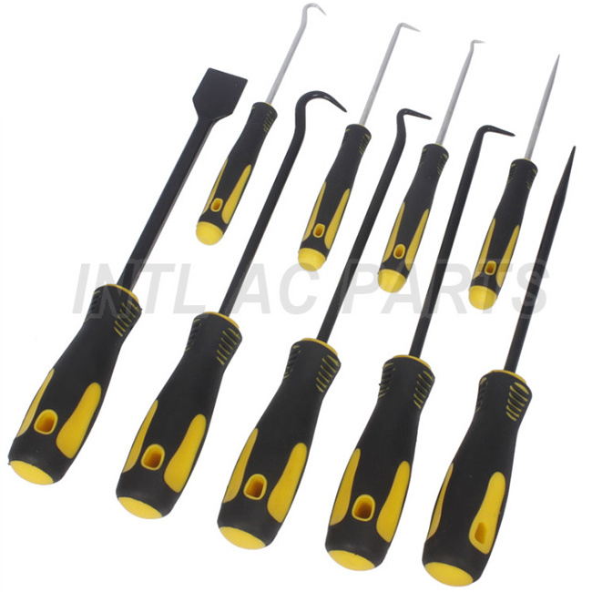 INTL-XG155 Auto A/C AC 9pcs Hook Pick Set Short Long Picks Gasket O-Ring Seal Remover Craft Tools