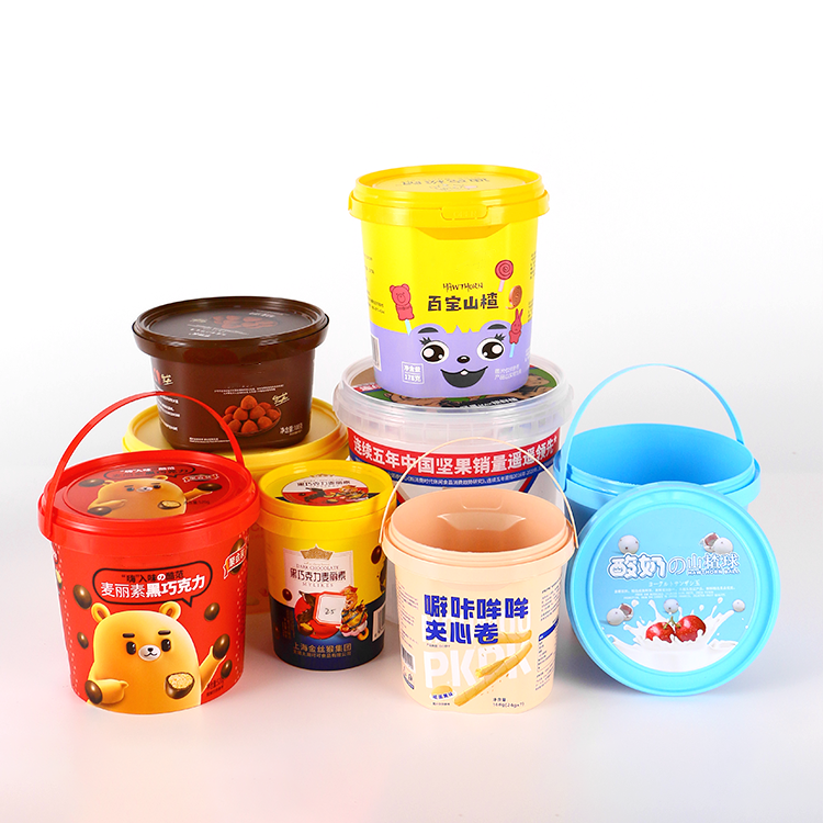 High Quality Customized IML Bucket  800ml Plastic Cookies Container Plastic Container For Cookies