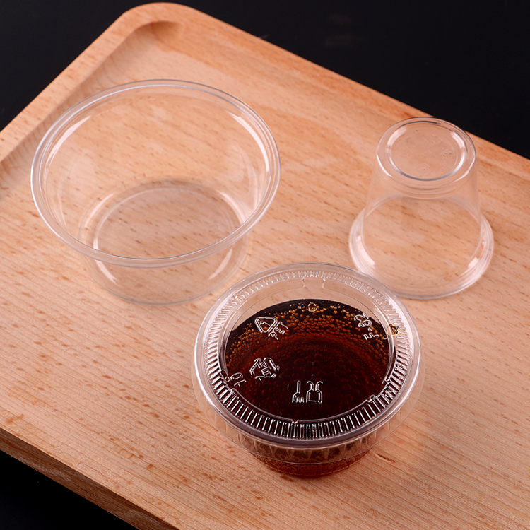 Clear 0.75oz 1oz 2oz 3oz 4oz 5oz Small PET PP Soy Cup To Go Pot Take Away Plastic Restaurant Sauce Container