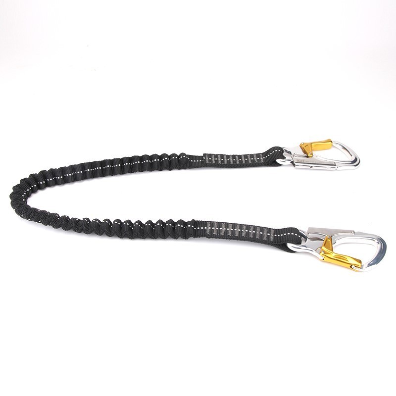 High end hot sale elastic shock absorb lanyard with aluminum hooks