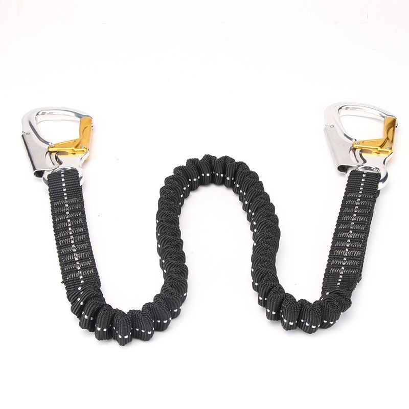 High end hot sale elastic shock absorb lanyard with aluminum hooks