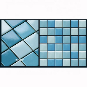 48x48mm three color blule swimming pool ceramic mosaic tiles fish pool indoor and outdoor  floor and wall tiles